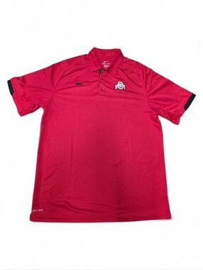 Nike Red Ohio State Polo with Black Trim Mens Large